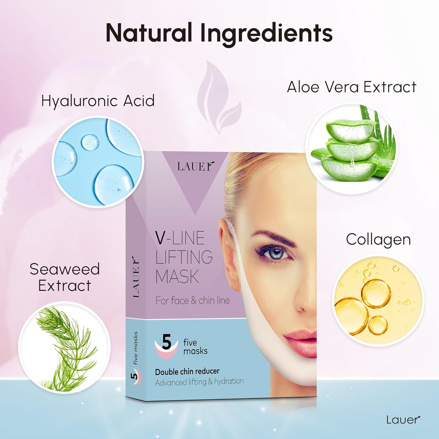 V Shaped Contouring Face Mask - Jawline Lift & Neck Reduction | Collagen & Hyaluronic Acid