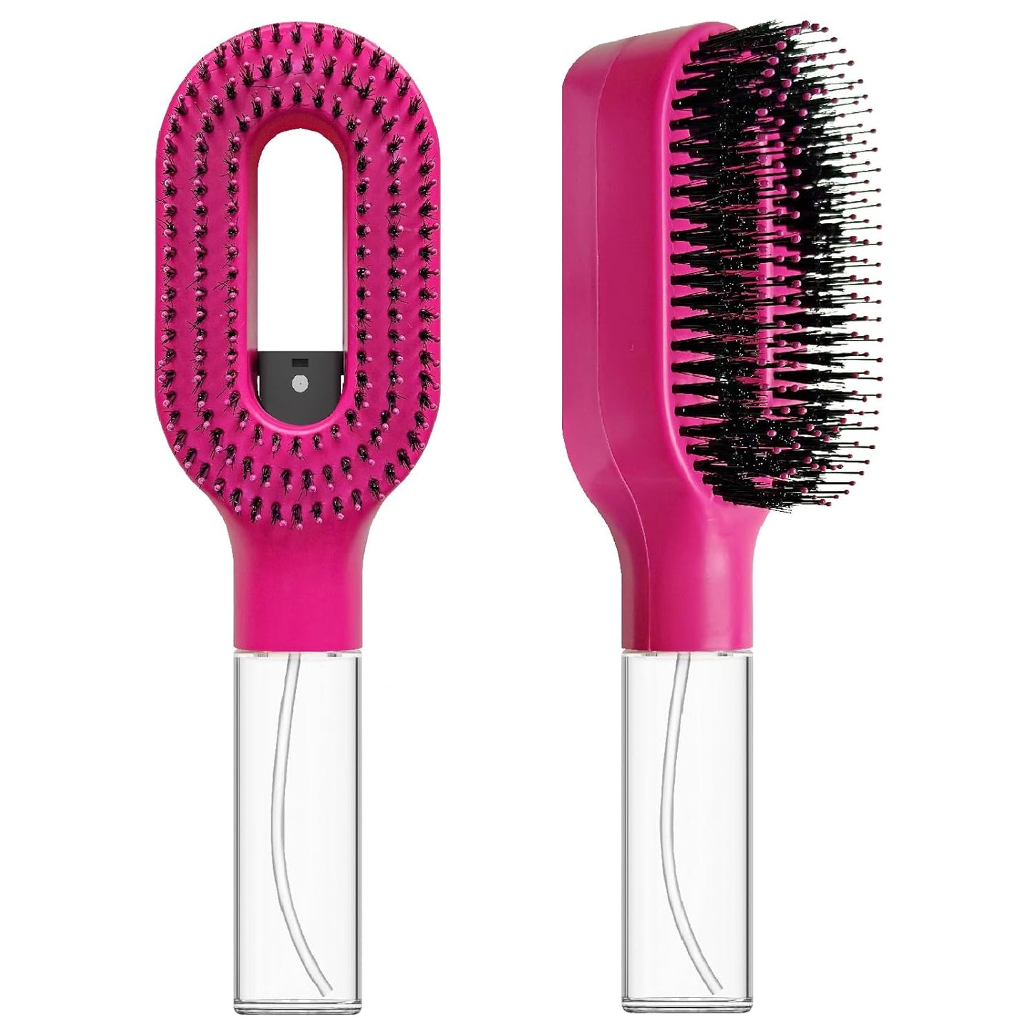 Non-Electric 2-in-1 Detangler Hair Brush with Mister Spray - Wet & Dry for Curly, Wavy & Straight Hair | 50ml Reservoir (Black)