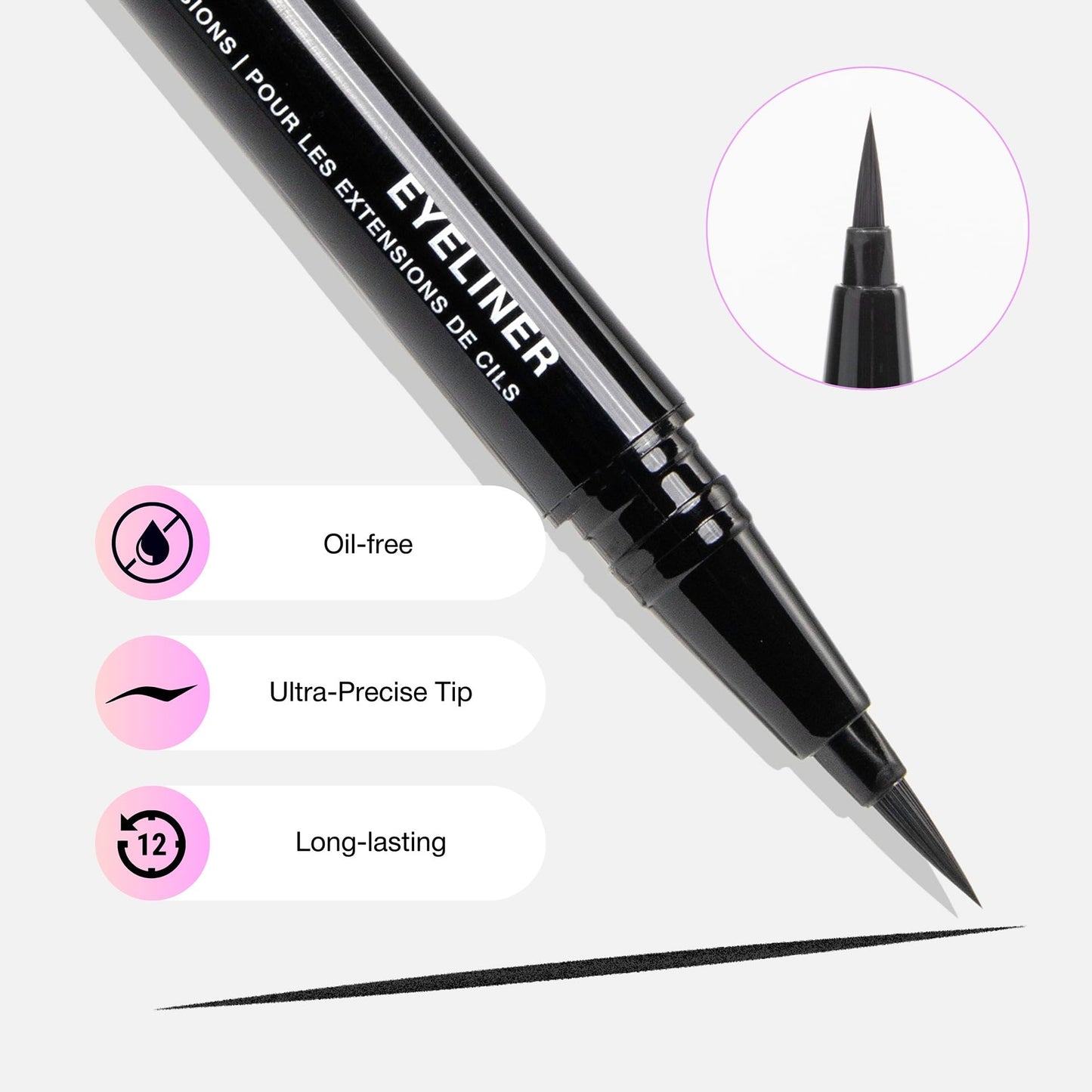 CURACORO Oil-Free Liquid Eyeliner for Eyelash Extensions, Ultra-Fine Felt Tip, Waterproof & Long-Lasting, Smudge-Proof Black Eyeliner