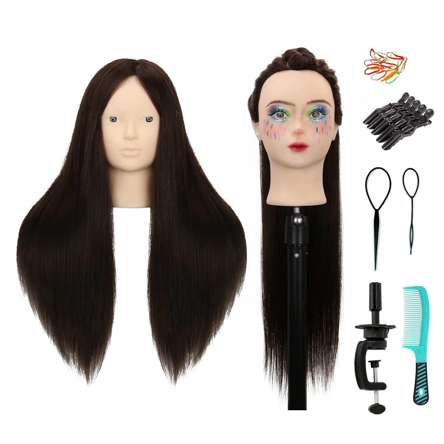 Realistic Human Hair Mannequin Head - 80% Real Hair for Hairdresser Training | 22-Inch Blonde Cosmetology Manikin