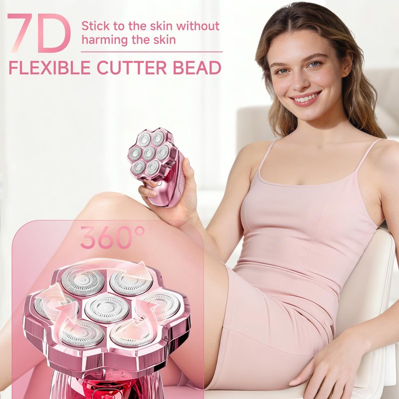 Electric Razors for Women Legs, 5-in-1 Electric Shaver for Women & Body Shaver, Waterproof Wet/Dry 7-Blade Women’s Electric Shaver with Womens Facial Hair Shaver for Lady Face Underarms Public