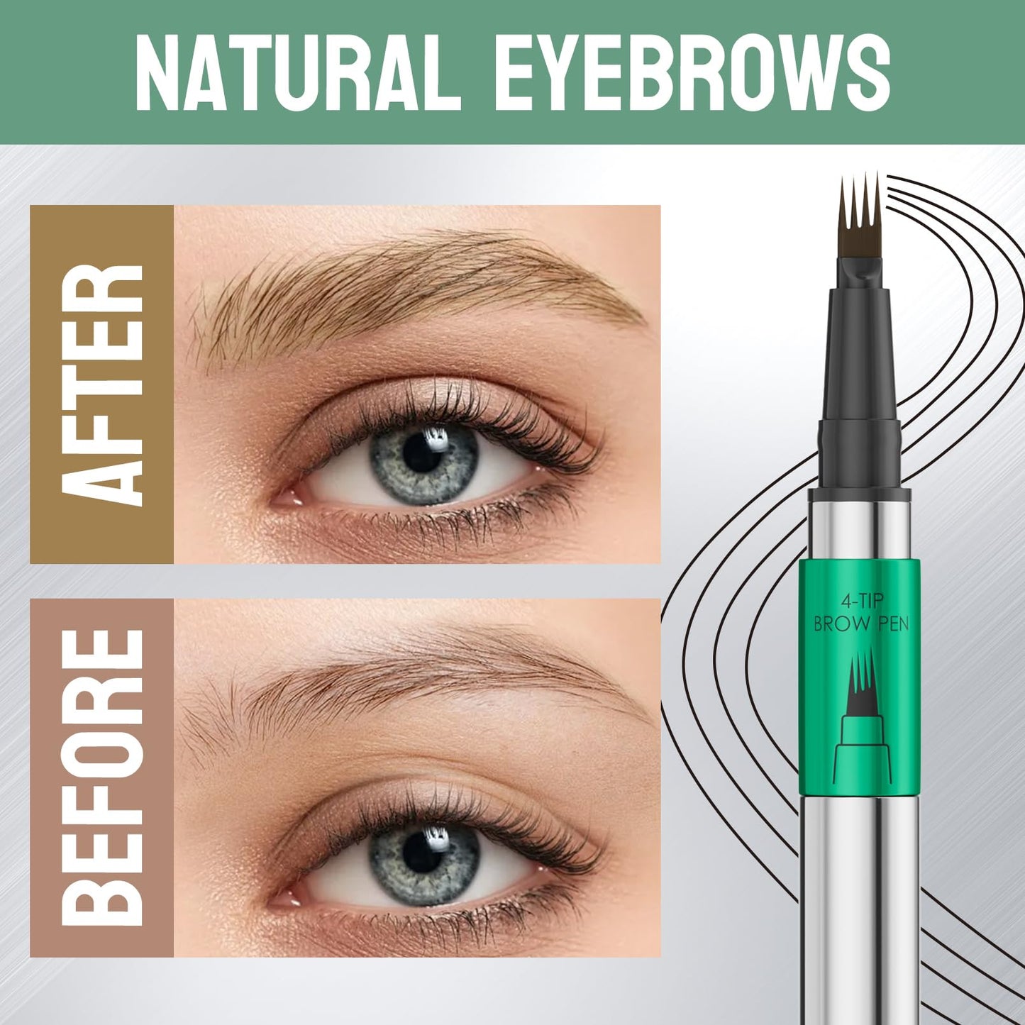 2 Pcs Microblading Eyebrow Pen Set with Eyebrow Brush, 3D Waterproof 4-Tip Precision Eyebrow Pencil, Long-Lasting Natural Fine Stroke Magic Eyebrow Pencil for Women Stay All Day (Black)
