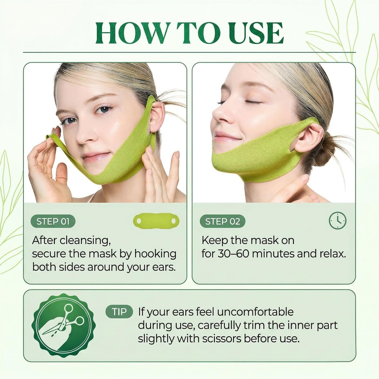 XPICZE CACTOX V-Lifting Mewing Band, Korean V-Line Facial Firming Mask with Caffeine & Collagen, Visibly Tones Jawline & Soothes Morning Puffiness, Snug Fit Contouring Skincare(2 boxes)