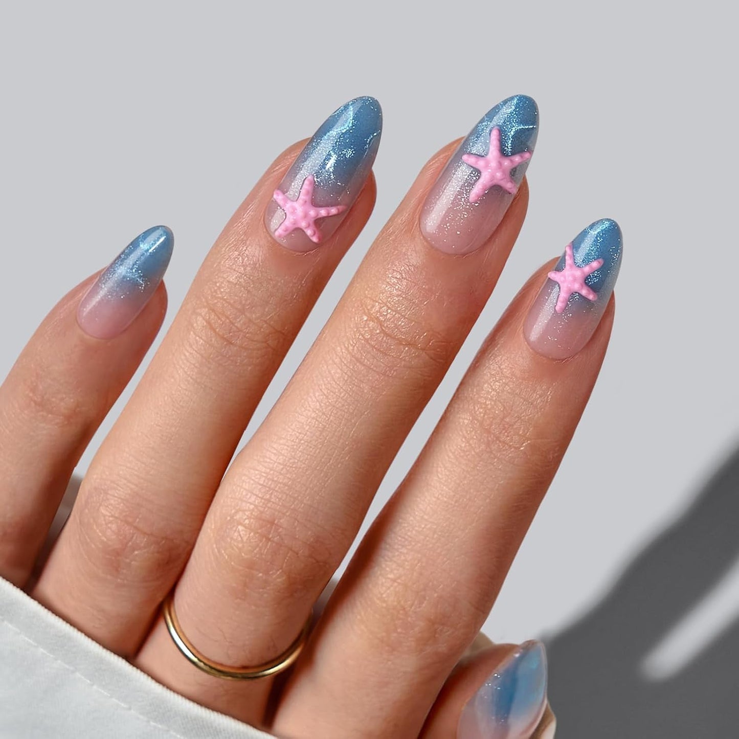 French Tip Press On Nails - Isle Plumeria | Easy-Apply Flower Short Square Design, 32 Nails in 16 Sizes