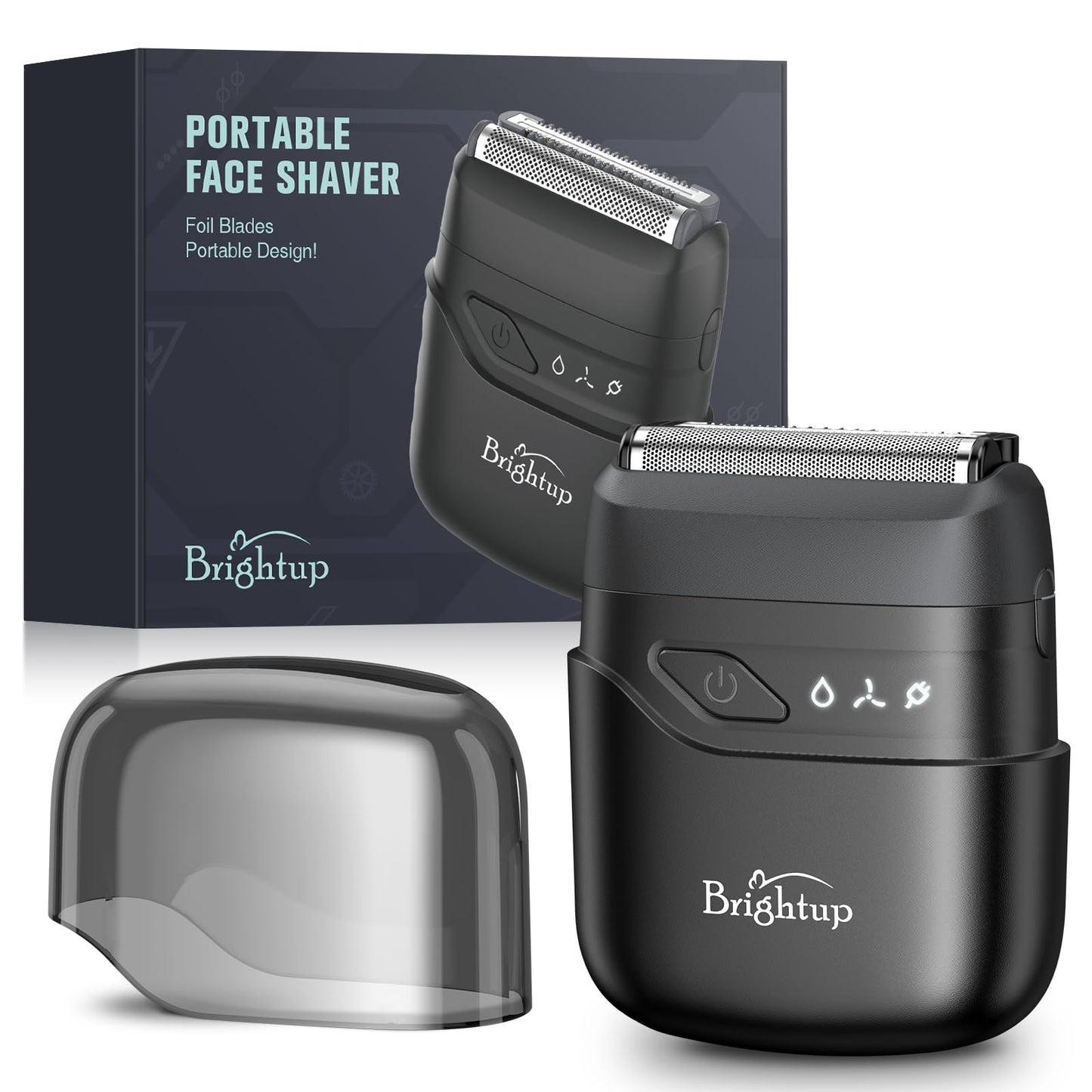 Brightup Electric Foil Shavers for Men, Mini Electric Razor for Shaving Face, Compact Travel Shaver with Floating Blades, Waterproof Wet/Dry Razor USB C Rechargeable
