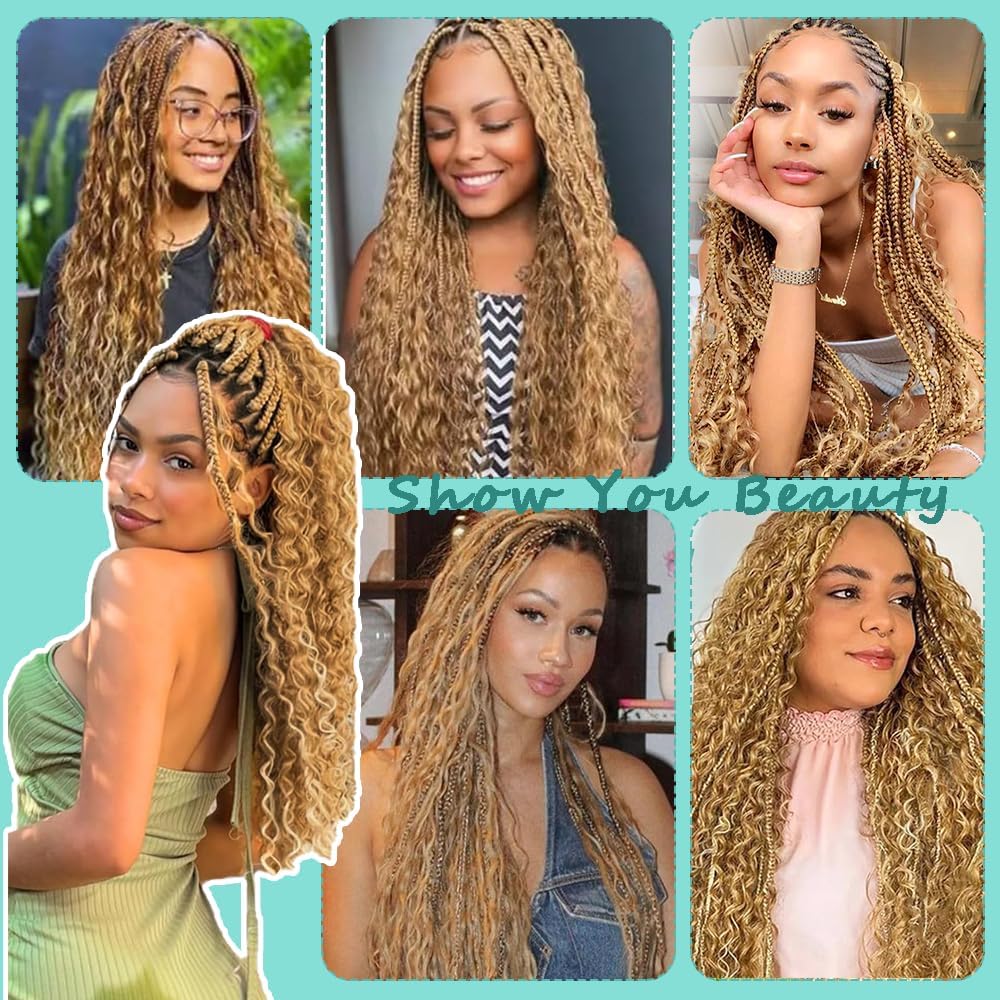 Honey Blonde Human Braiding Hair for Boho Braids 2 Bundles 28 Inch 111g 12A 27 Blonde Deep Wave Braiding Hair for Braids Brazilian Bulk Human Hair Extensions