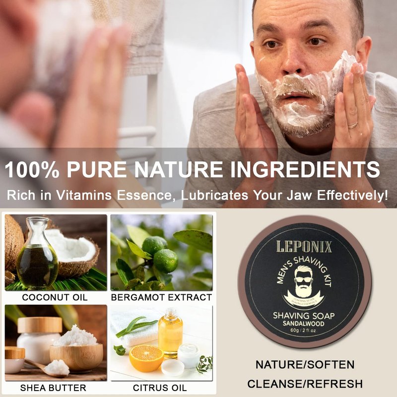 Mens Shaving Kit, The Ultimate Secret Santa Gift Set - Include Shaving Soap, Brush, Cream & Bowl – Premium Aftershave Christmas Gift Set for Him, Husband, Boyfriend – Ideal Grooming Essentials