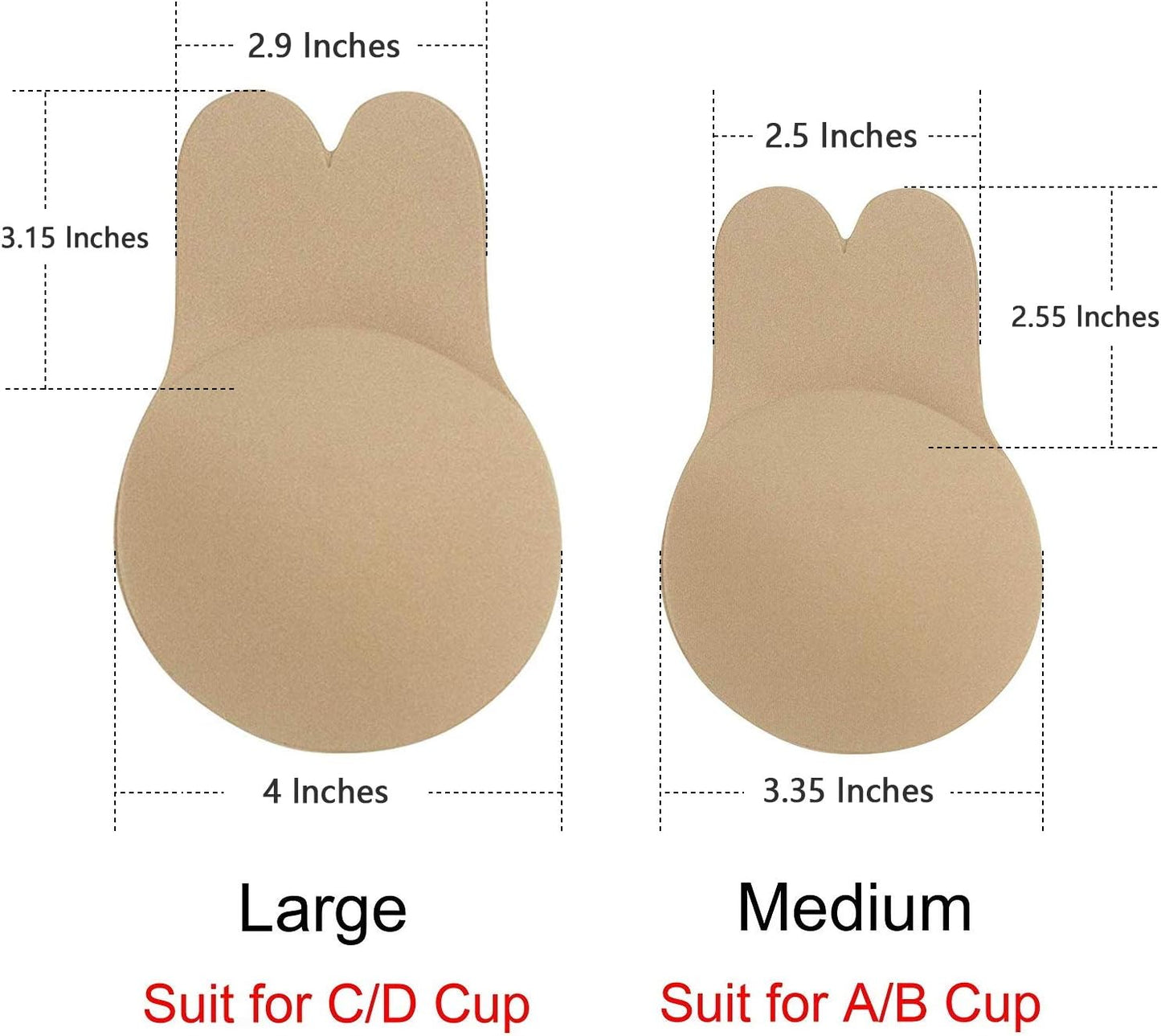 Adhesive Bra - 2 Pairs Breast Lift Tape & Nippleless Covers | Silicone Pasties for Invisible Support