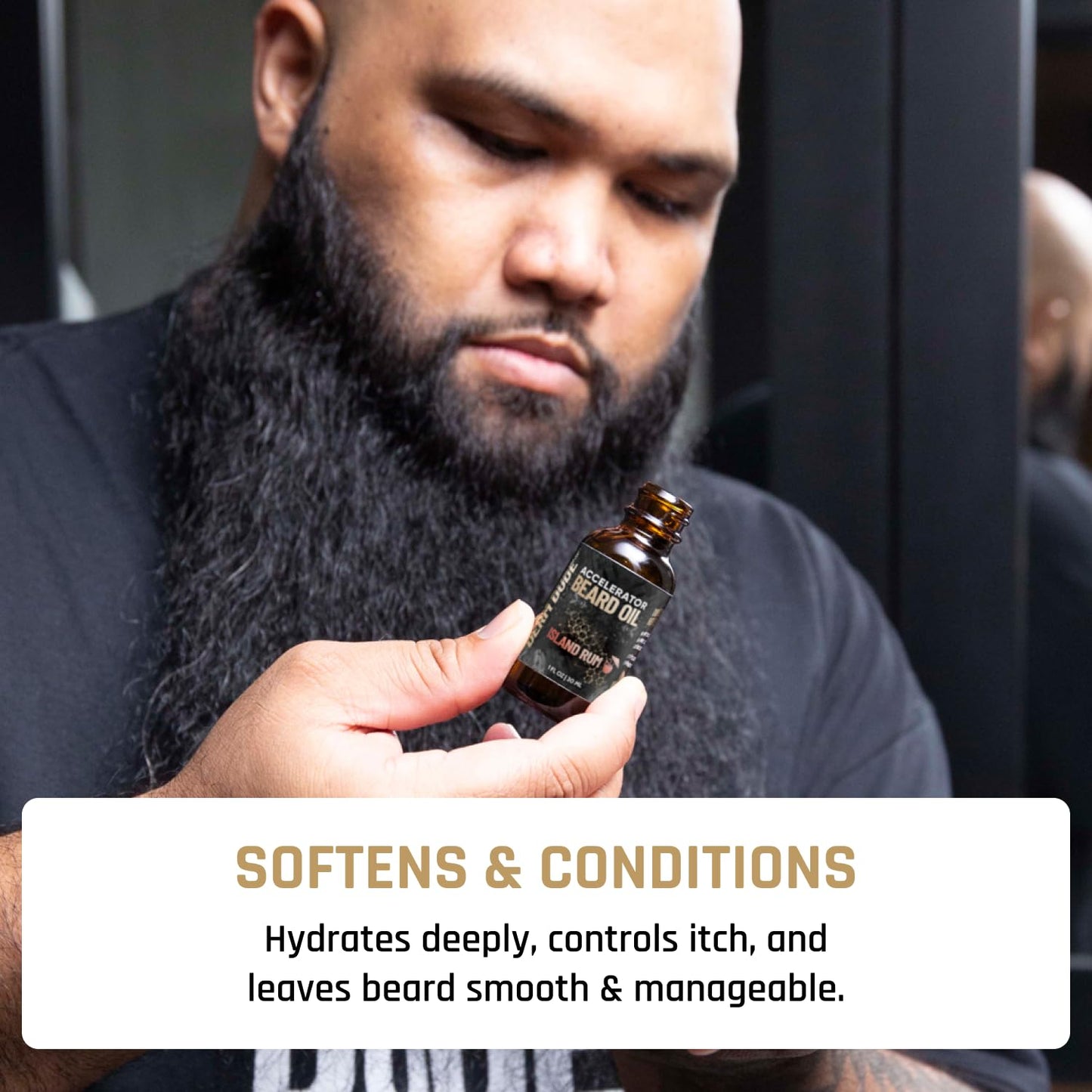 Derm Dude Accelerator Beard Growth Oil for Men | With Castor Oil & Jojoba Oil for Hair Growth | Promotes Thicker Fuller Beard | Hydrate & Soften Facial Hair, Non-Greasy - Island Rum 1oz