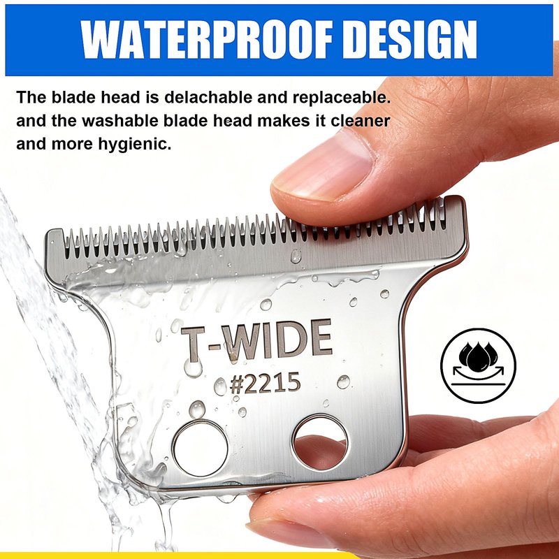 2PCS 2215 Replacement T Wide Blades Compatible with Wahl 5 Star Detailer Li Trimmer(8081) and (8171) - Adjustable Stainless-steel Zero-Gap Trimmer Blade ((3pcs-silver)