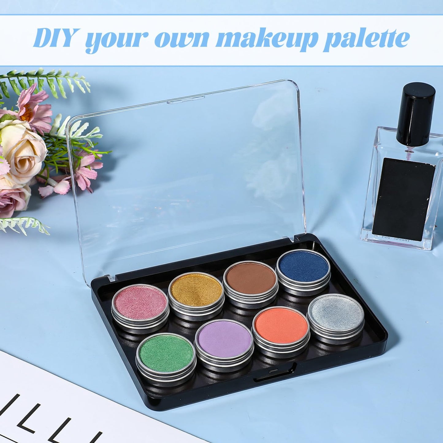 Magnetic Makeup Palette with Frosted Clear Top, 6 Pack Empty Eyeshadow Palettes depots Travel Storage Box for DIY Cosmetics Bronzer Highlights Powder (Small Palette - 5.5" x 4")