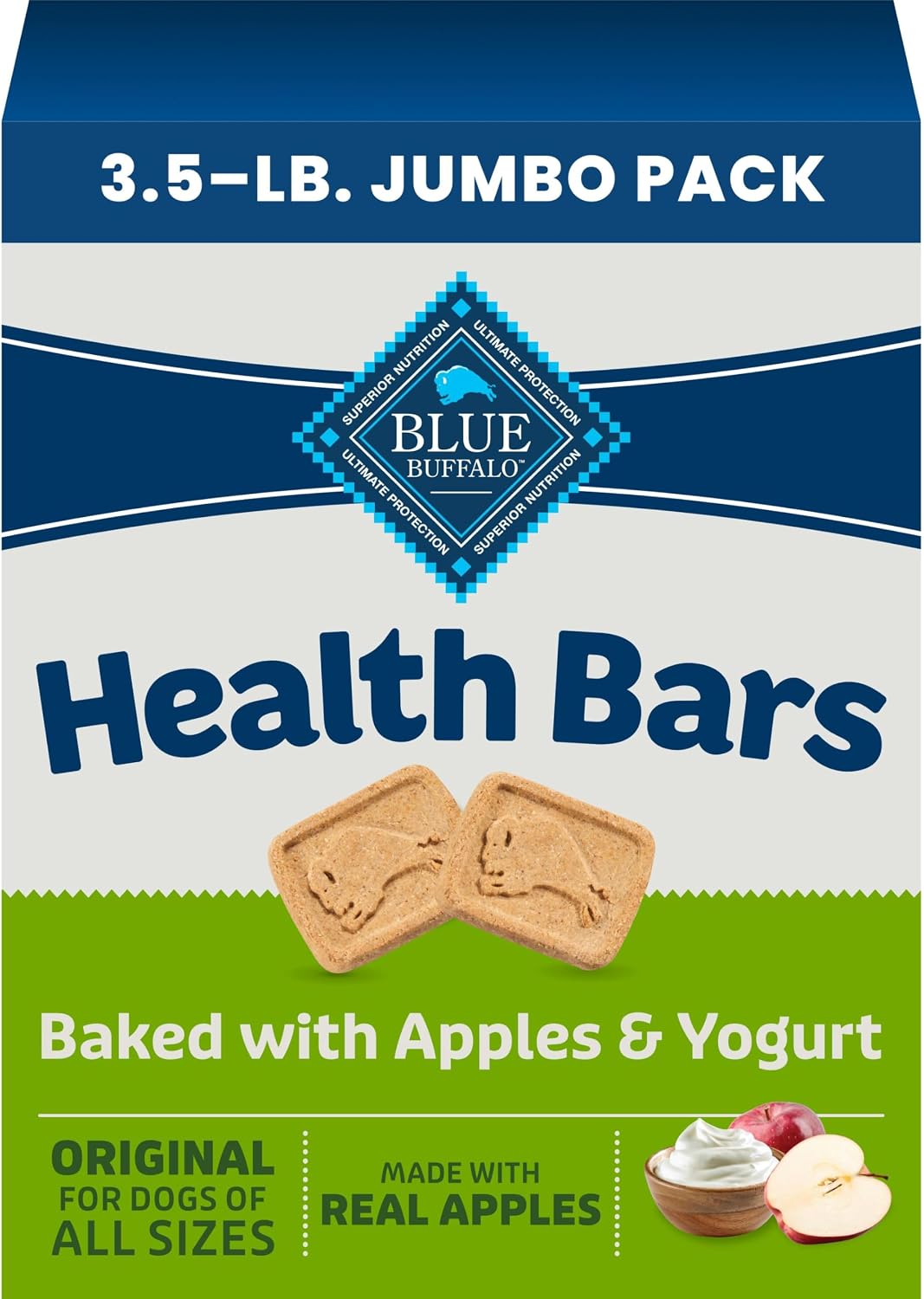 Blue Buffalo Dog Treats - Pumpkin & Cinnamon Crunchy Health Bars | Oven-Baked, Natural Ingredients, 16 oz.