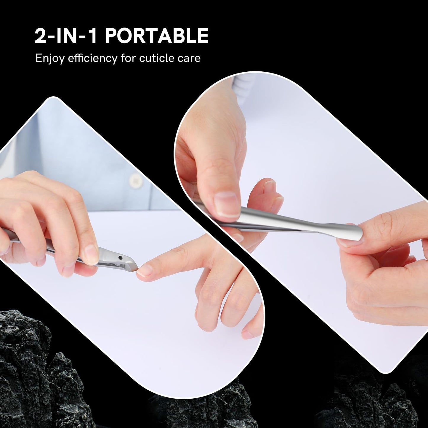 Cuticle Nipper with Pusher, 2-in-1 Portable Cuticle Trimmer with Pouch Tool for Men and Women