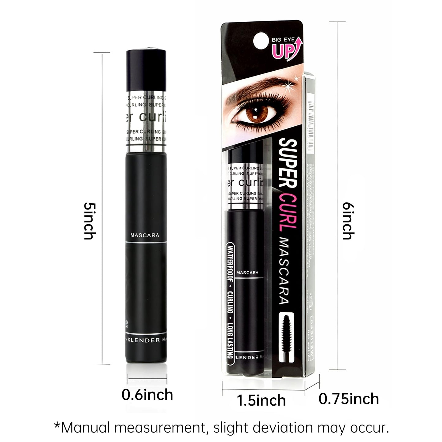 Mascara Volume and Length, Black Tubing Mascara No Smudging Clumpings for Sensitive Eyes, Volumizing, Lengthening, Curling, Multiplying for Fake Lashes Makeup, Vegan, Cruelty Free, 0.28 Fl Oz