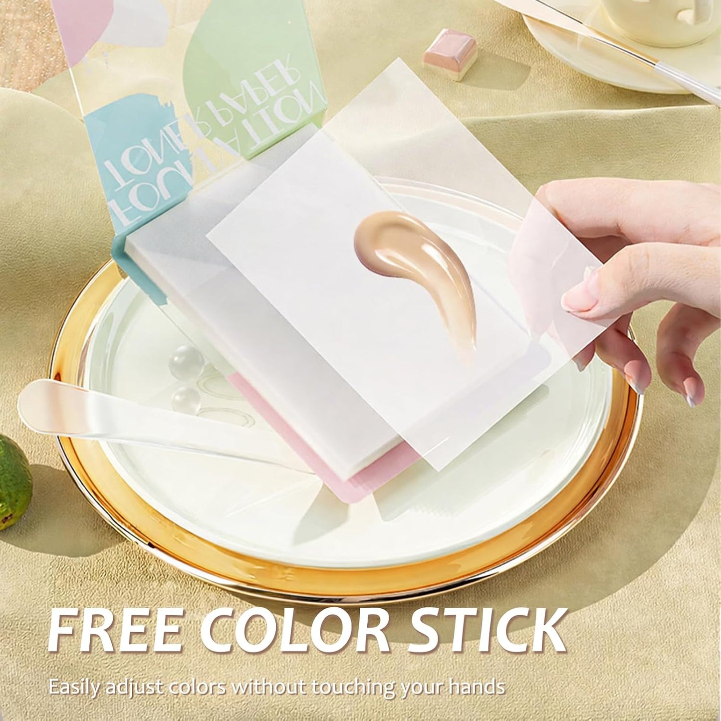 Makeup Mixing Palette Papers - 200 Disposable Sheets with Mixing Sticks | Ideal for Foundation, Concealer & Eyeshadow Blending