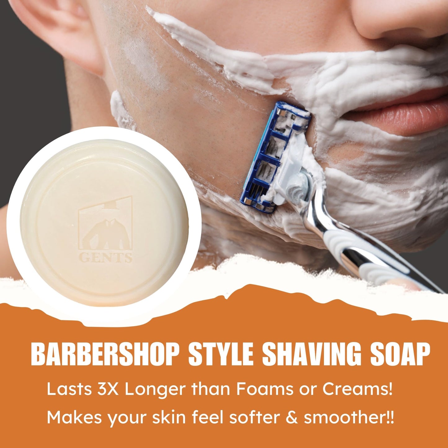 GENTS 97% All Natural Shave Soap - Creates a Rich Lather Foam for Wet Shaving Experience (3 Pack Bay Rum) Birthday Gift