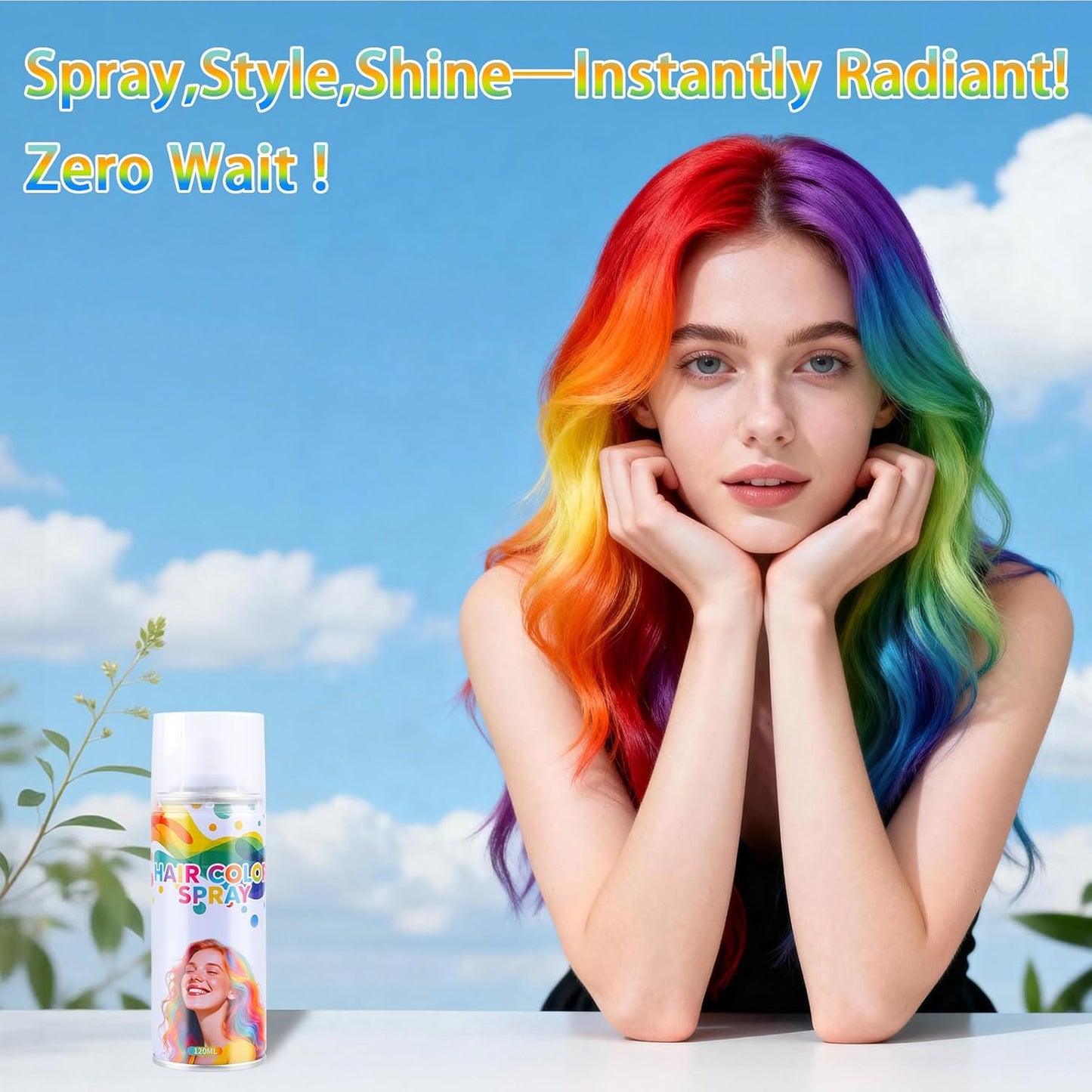 Temporary Hair Color Spray - Black, Silver & Red | One-Day Washable Hairspray for Party & Cosplay