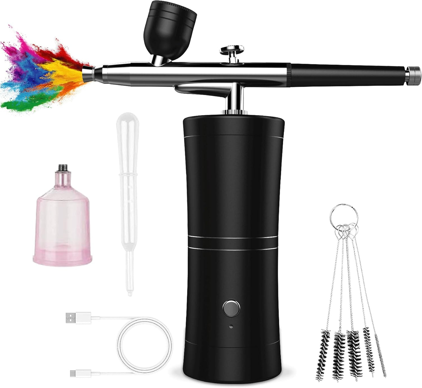 Portable Cordless Nail Art Airbrush Kit - Wireless Professional Cleaning Tools for Artists | Black