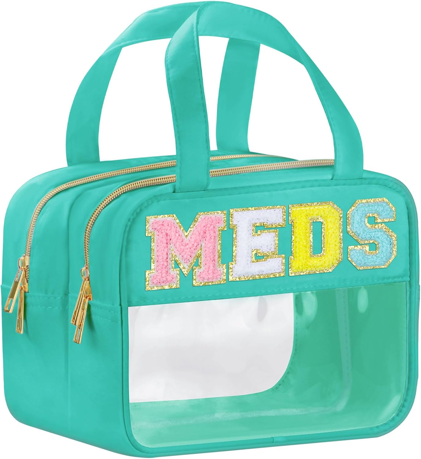 Dance Chenille Letter Bags - Clear Makeup Travel Pouch | Waterproof Nylon & PVC, Large Cosmetic Storage for Women