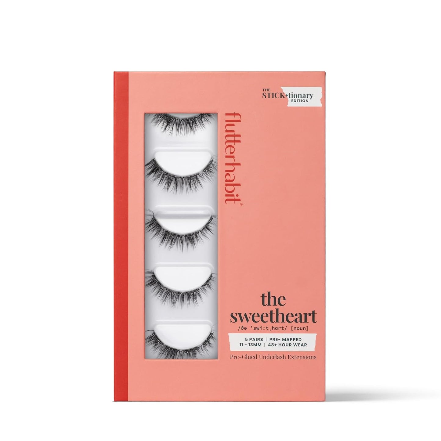 Self-Adhesive Eyelashes Kit - FlutterHabit STICKtionary Bestie | Pre-Glued Underlash Strips for Beginners, Lightweight & Reusable (5 Pairs)