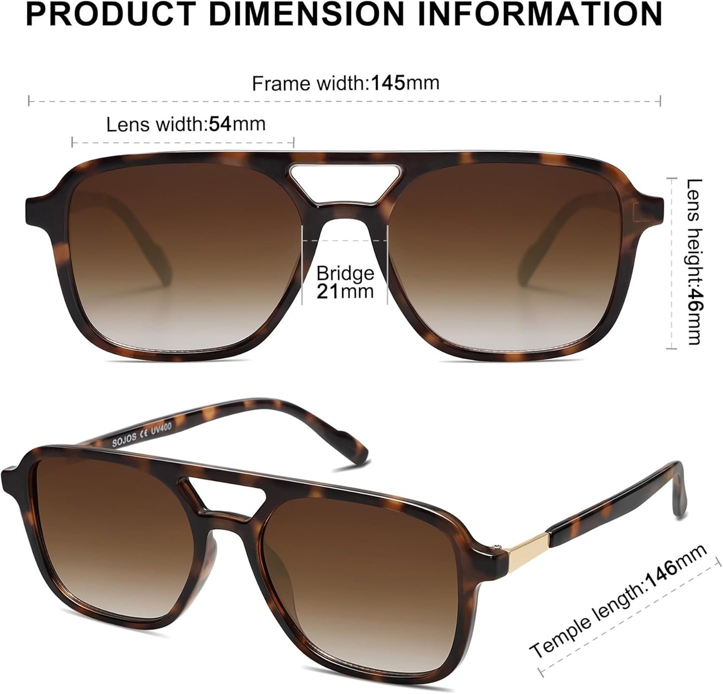 Retro Aviator Sunglasses - Trendy Rectangle Shades for Men & Women | SJ2202