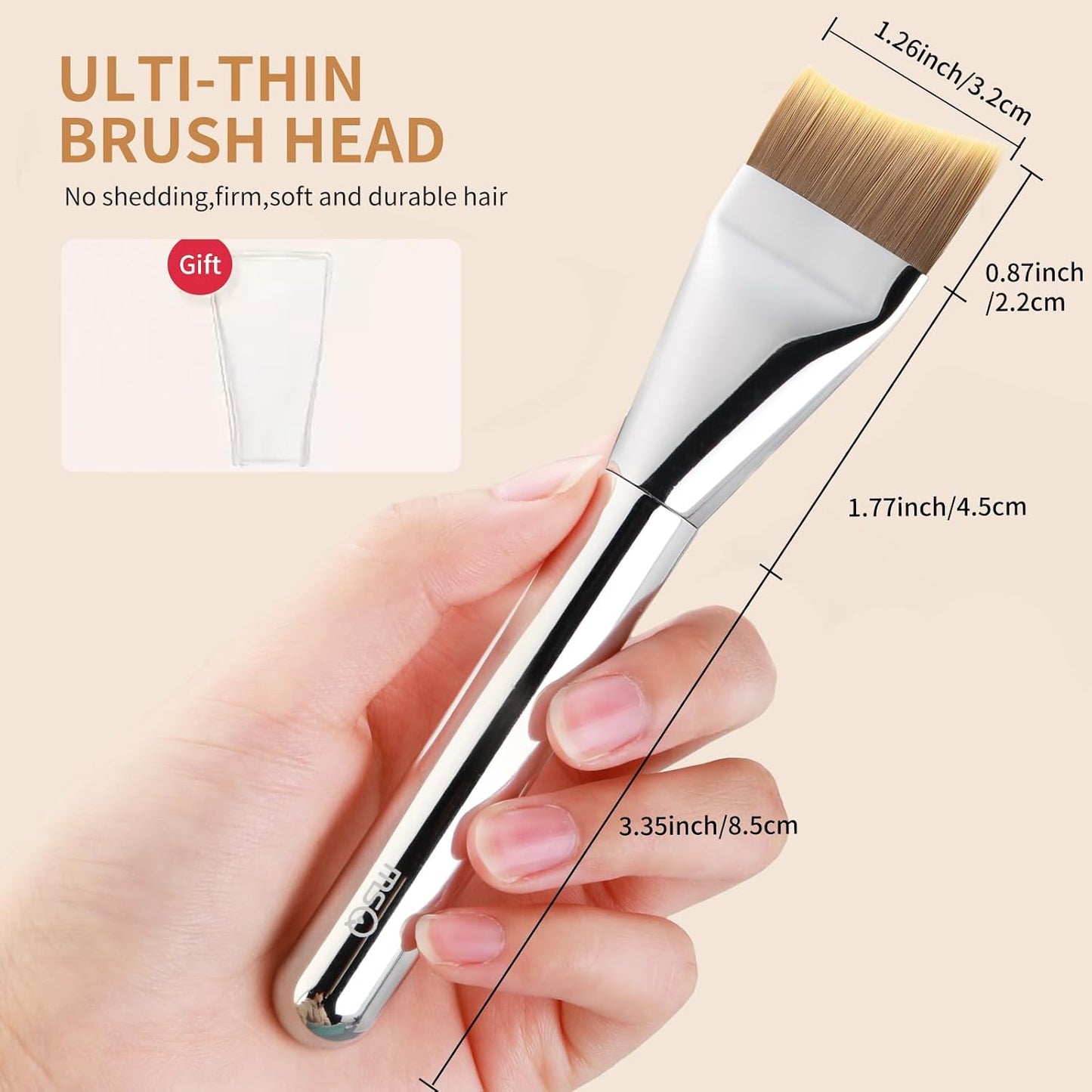MSQ Foundation Brush - Angled Makeup Brush for Liquid Foundation & Cream Blending | Ultra Thin Design
