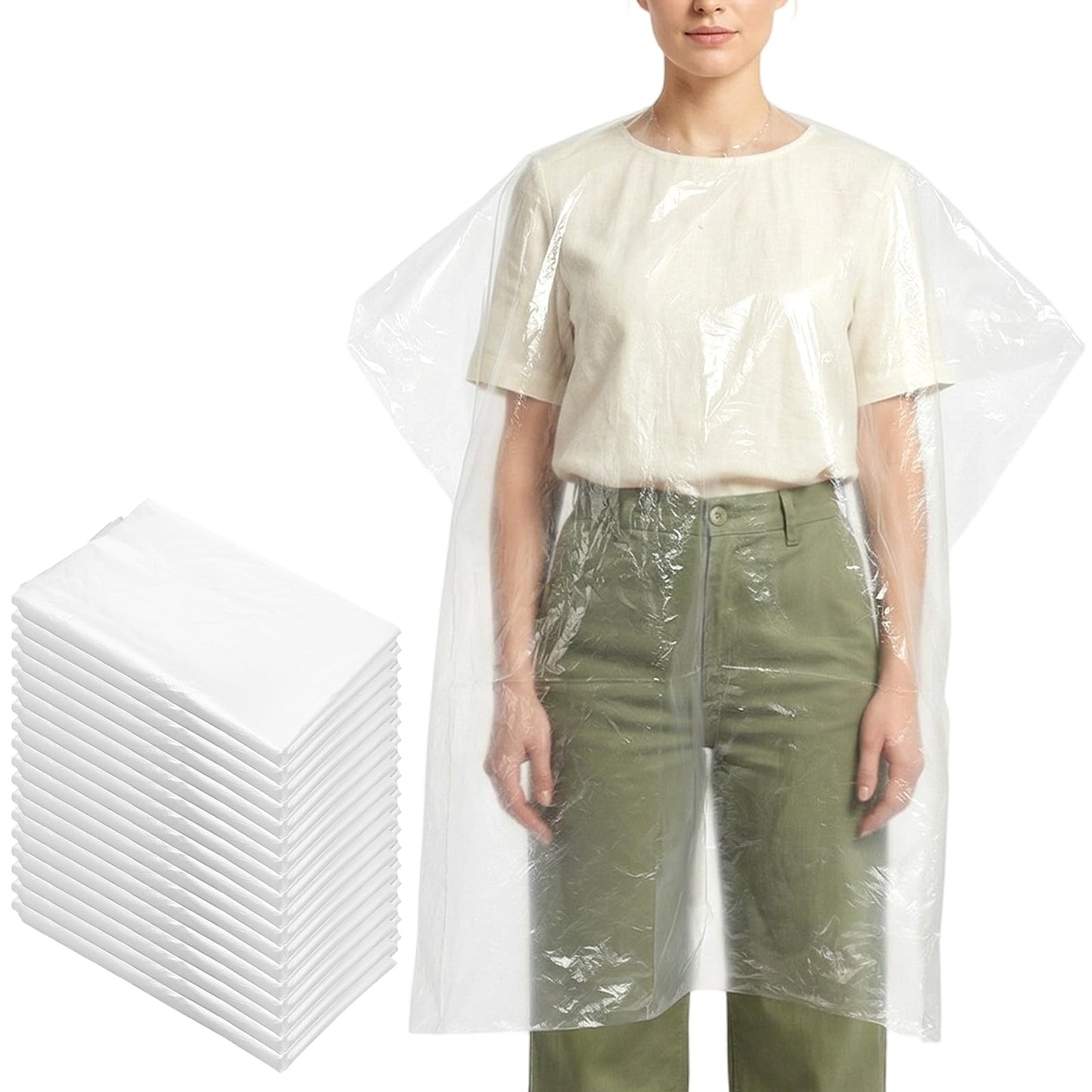 300 Pcs Disposable Hair Cutting Capes, 47.2" x 35.4" Clear PVC Waterproof Salon Capes, Heavy-Duty Barber Cape for Hair Dye, Coloring, Perming, and Styling – Bulk Value Pack