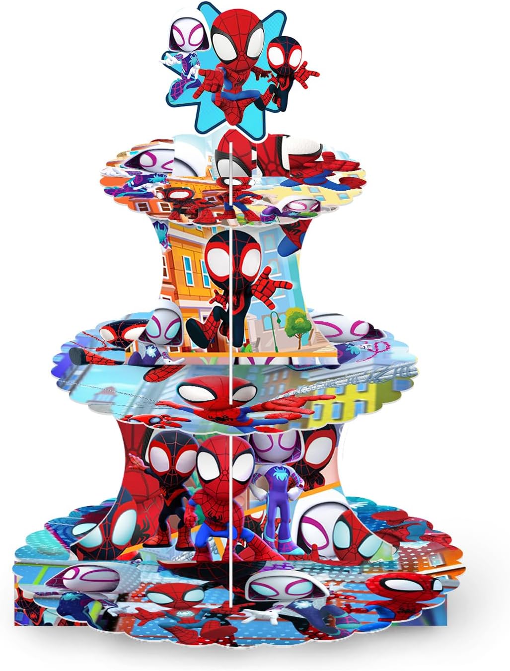 Spider-Themed Party Supplies - 3-Tier Cupcake Stand for Halloween Birthday Decor | Fun Spider Design
