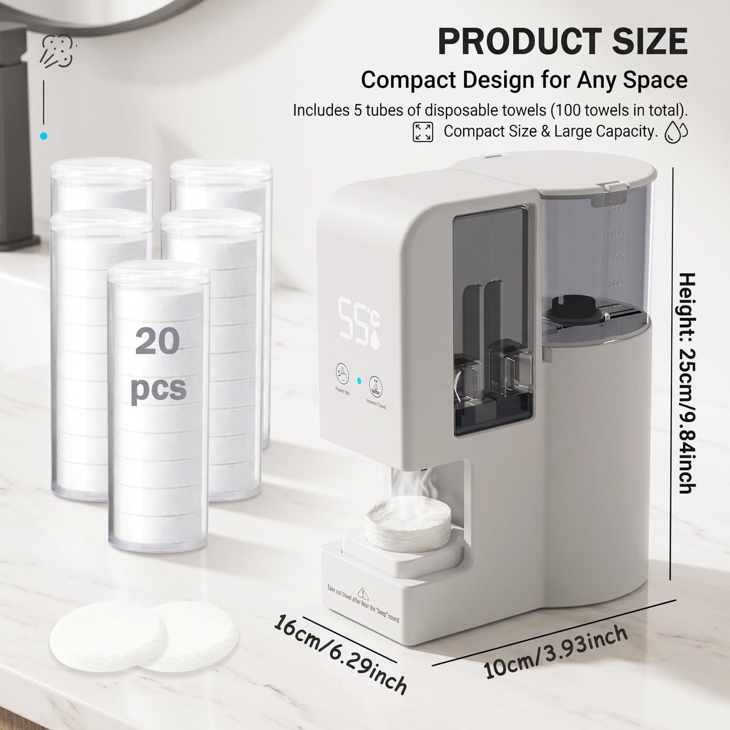Disposable Spa hot Towel Warmer hot Towel Dispenser Towel Heater Machine Towel Refills ASIN B0H1VJ4DHG (hot Towel Machine+100PCS Towels)