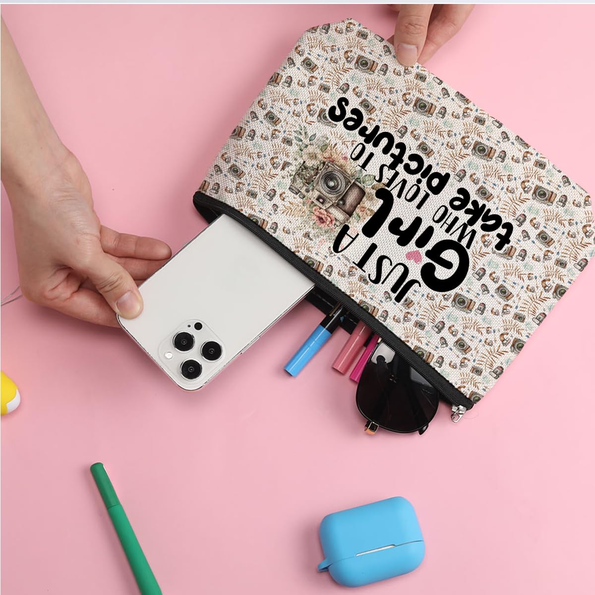 Gifts for Photographers Women Makeup Bag Graduation Mothers Day Birthday Photography Gifts for Women Female Teen girls Photography Videographer Camera Lovers Sister Daughter Best Friend Cosmetic Bag