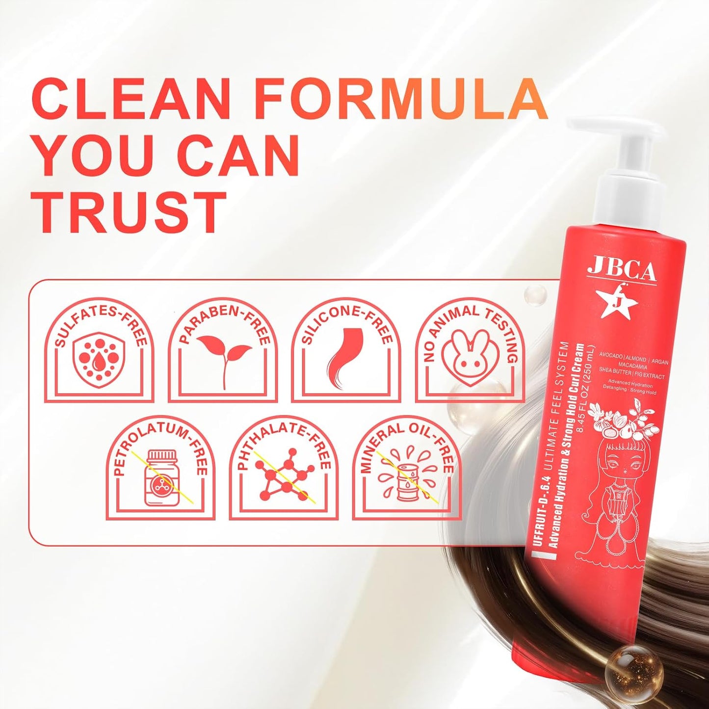 Curl Defining Cream for Wavy & Curly Hair - Anti-Frizz Formula with Shea Butter & Vitamin B5 | 8.45 Oz