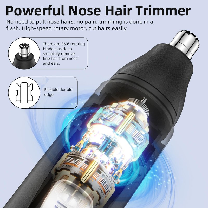 SHOBES Nose Hair Trimmer Painless Rechargeable Ear and Eyebrow Trimmer Professional with Edge Blades (Silver)