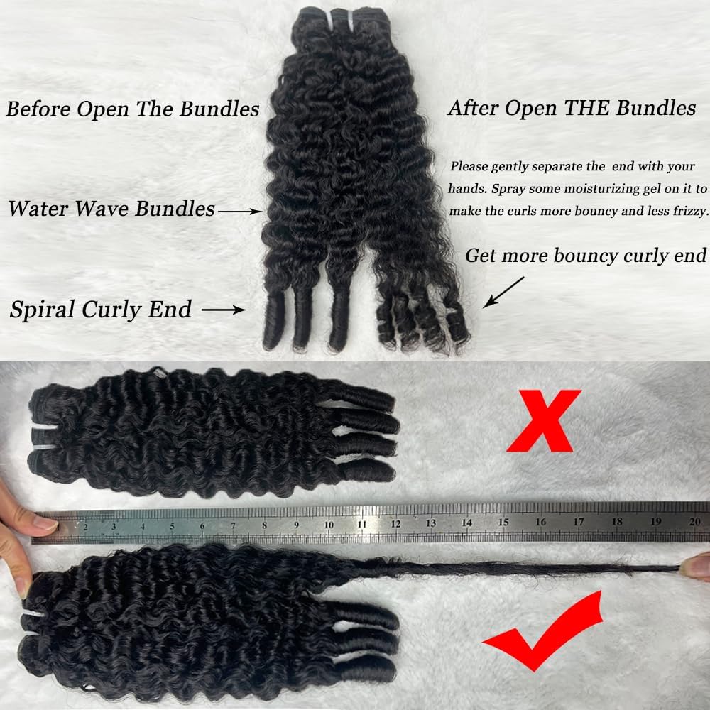 Burmese Curly Bundles Human Hair 3Pcs Curly Human Hair Bundles with Spiral End 22 24 26 Inch 12A Unprocessed Virgin Hair Quick Weave for Women Natural Black