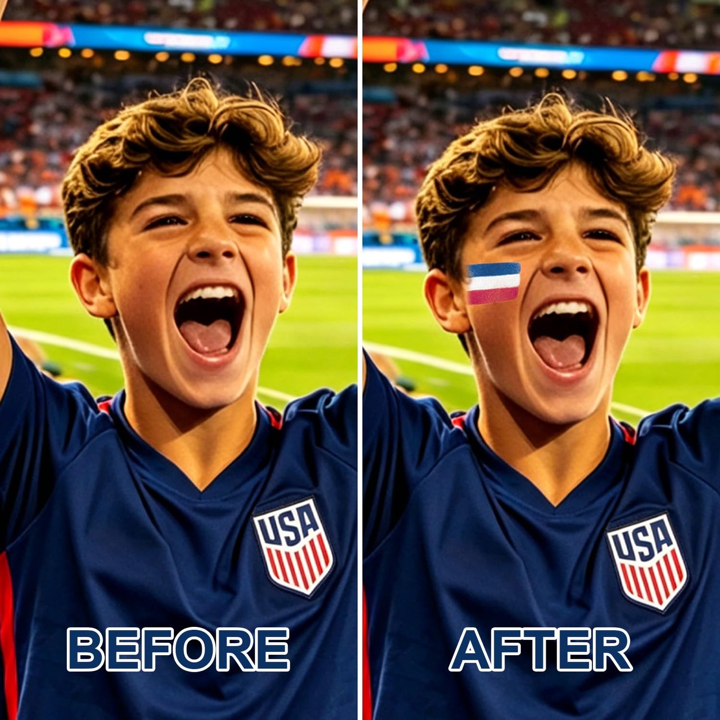 Red White and Blue USA Face Paint Stick for World Cup Fans and Party, World Cup Decorations, Sweatproof & High Pigment Face Paint Sticks, Patriotic Pride 4th of July Independence Day Accessories