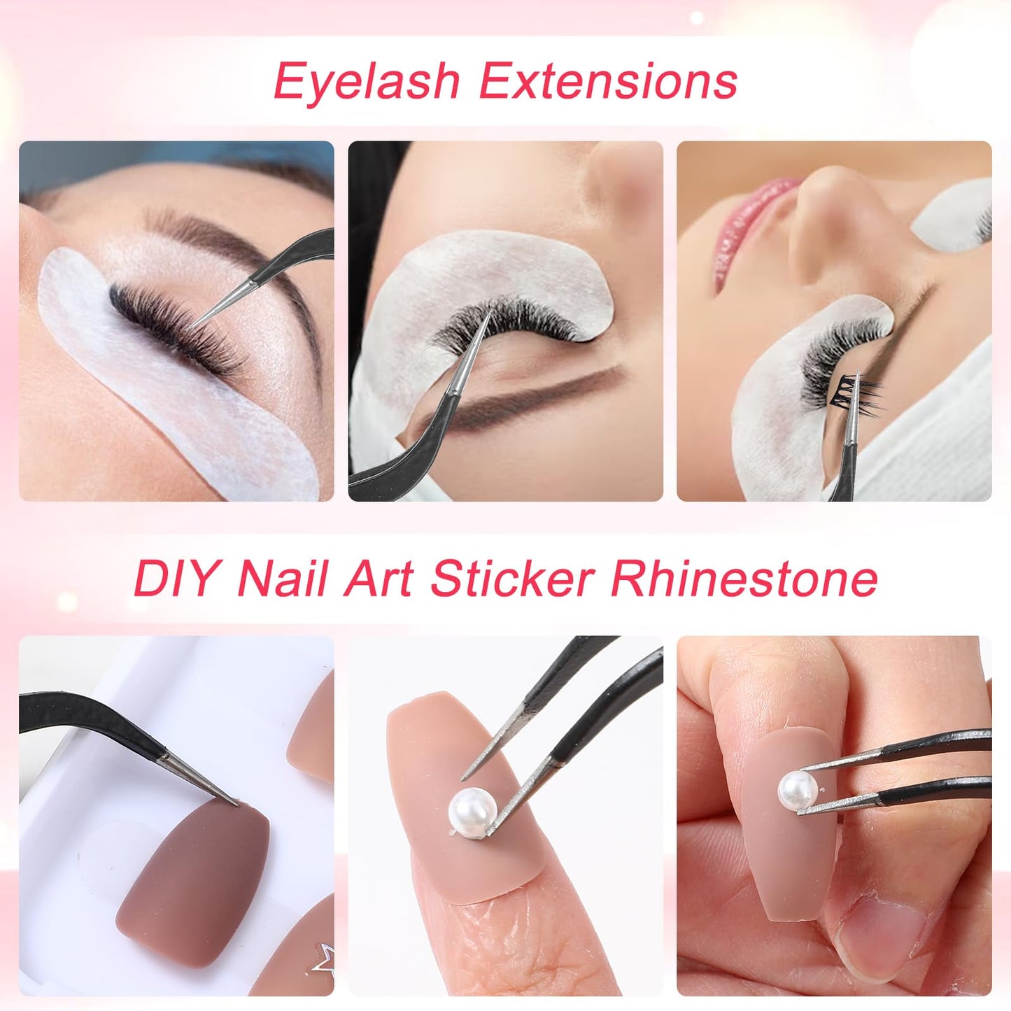 10 Pieces Tweezers for Crafting Stainless Steel Curved Pointed Tweezers Precision Sticker Tweezer with Protective Cover for Eyelash Extensions Stickers Rhinestones Crafts (Black)