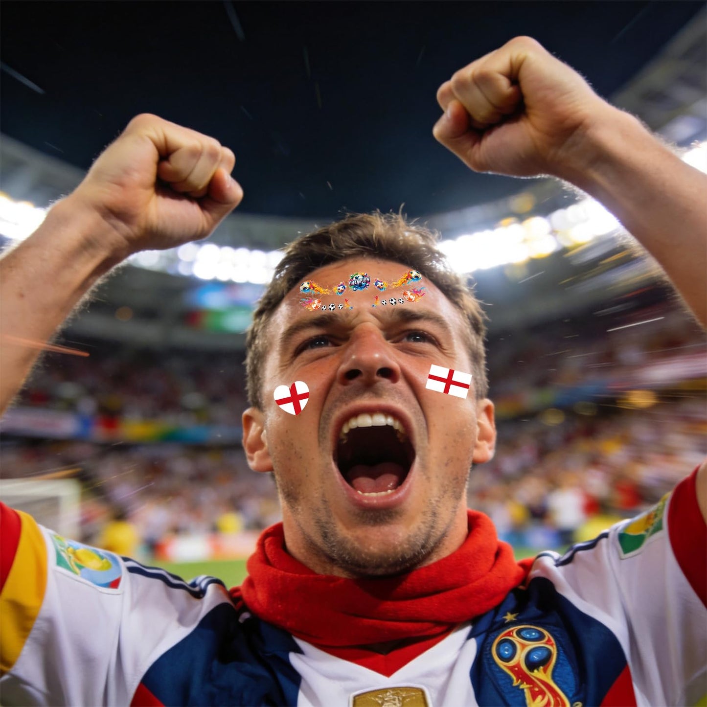 Temporary Tattoos for World Cup 2026 - 48 Sheets Waterproof Country Flag Face Stickers | Oil Painting Style
