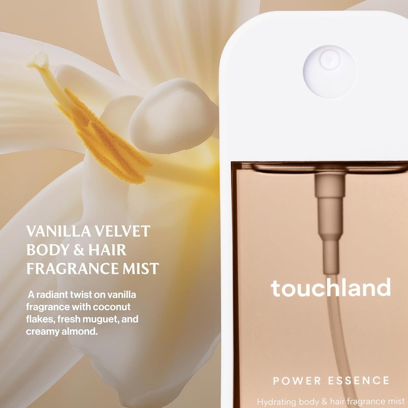 Touchland Body & Hair Fragrance Mist - Vanilla Velvet Scent, 2 FL OZ | Luxurious Hydration