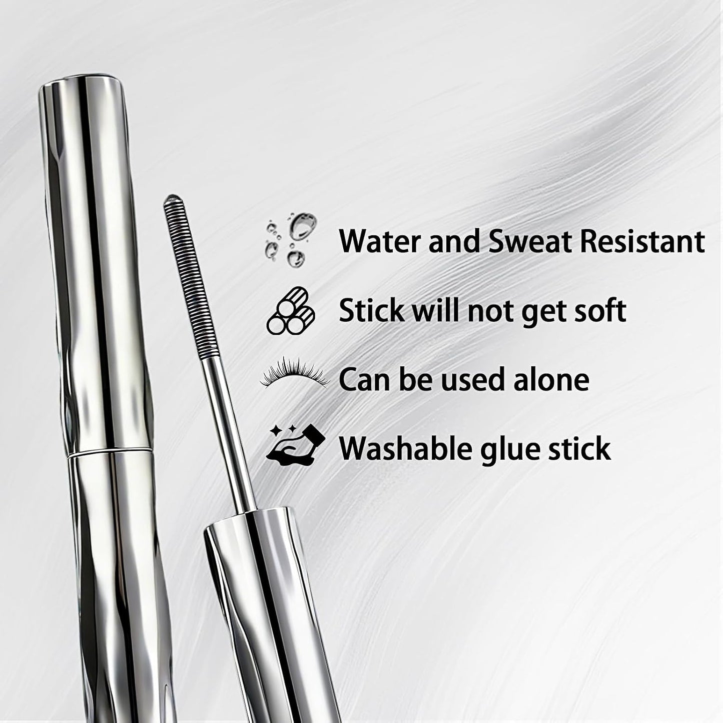 Iron Wand Mascara - Black Metal Curling Mascara with Added Fiber | Long-Lasting, Washable, Slim Volume