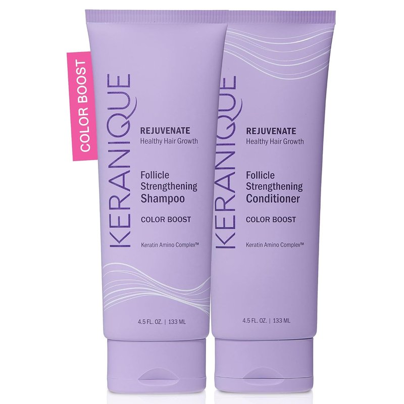 Keranique Color Boost Shampoo & Conditioner Set - Sulfate-Free, UV Protection for Color-Treated Hair | 12 oz Each