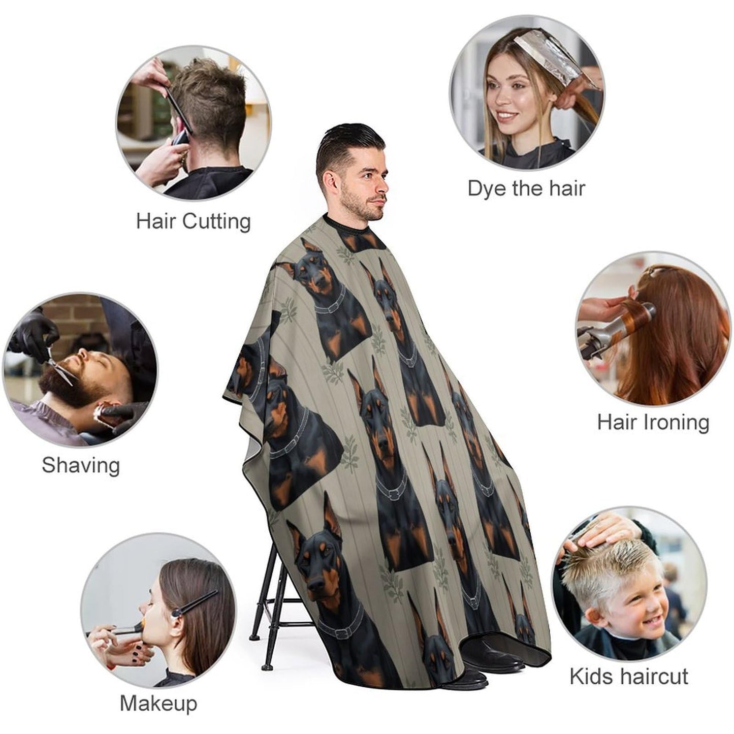 Fashion Hair Cutting Barber Cape, Professional Haircut Salon Cape for Men Women German Doberman Pinscher
