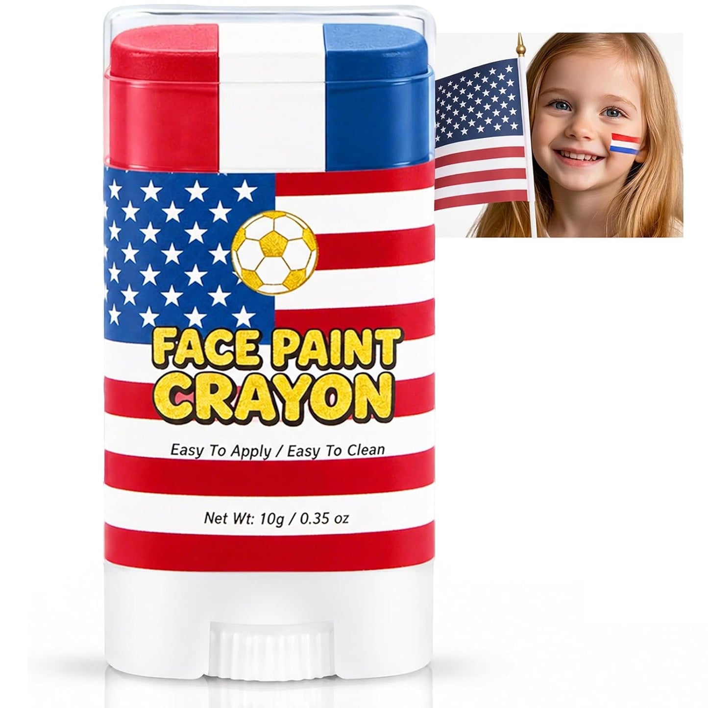 Argentina Face Paint Stick - Blue & White Soccer Fan Body Paint Crayon | Sweatproof, High Pigment for Football & Rugby Events