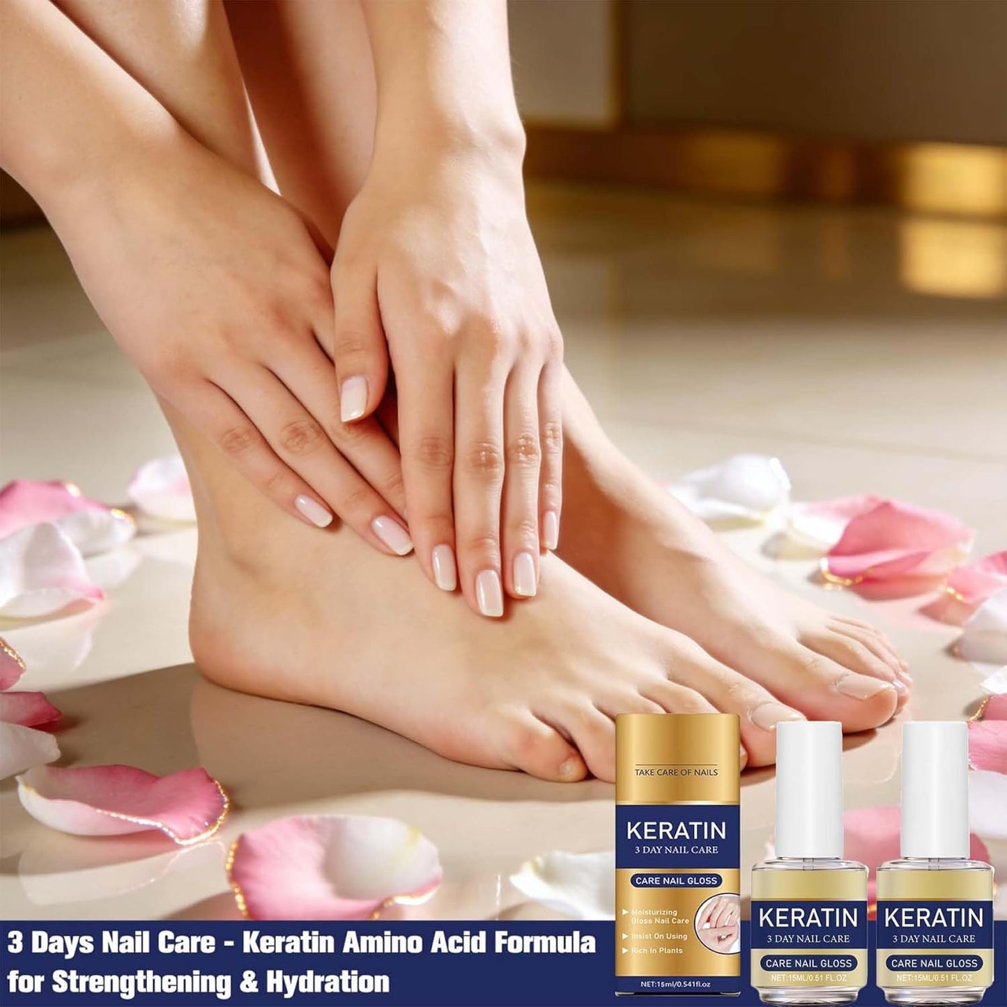 Keratin Nail Care Oil - 2PCS Deeply Moisturizing Formula for Dry, Weak & Brittle Nails | Fast Hydrating Repair Oil