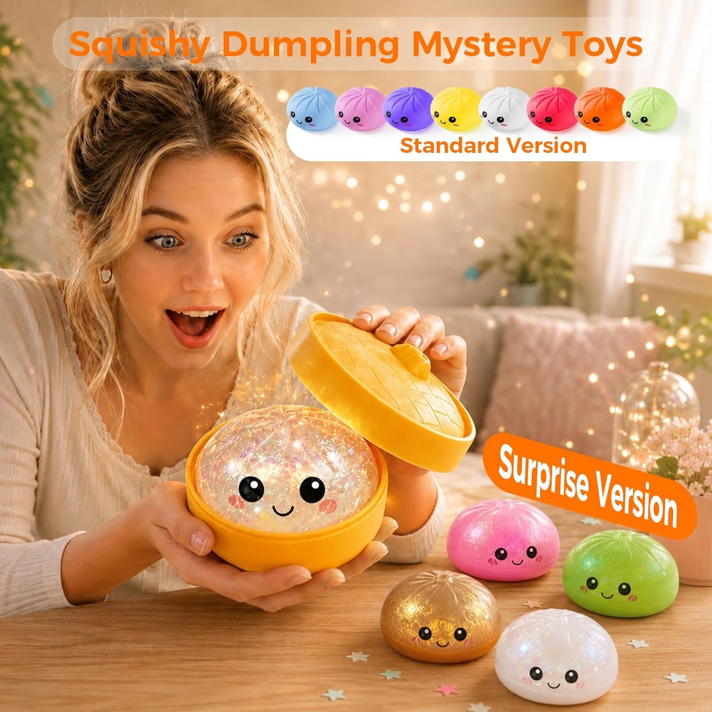 Dumpling Squishy Toy - Random Color Sensory Fidget for Anxiety Relief | Cute & Soft Stretchy Design