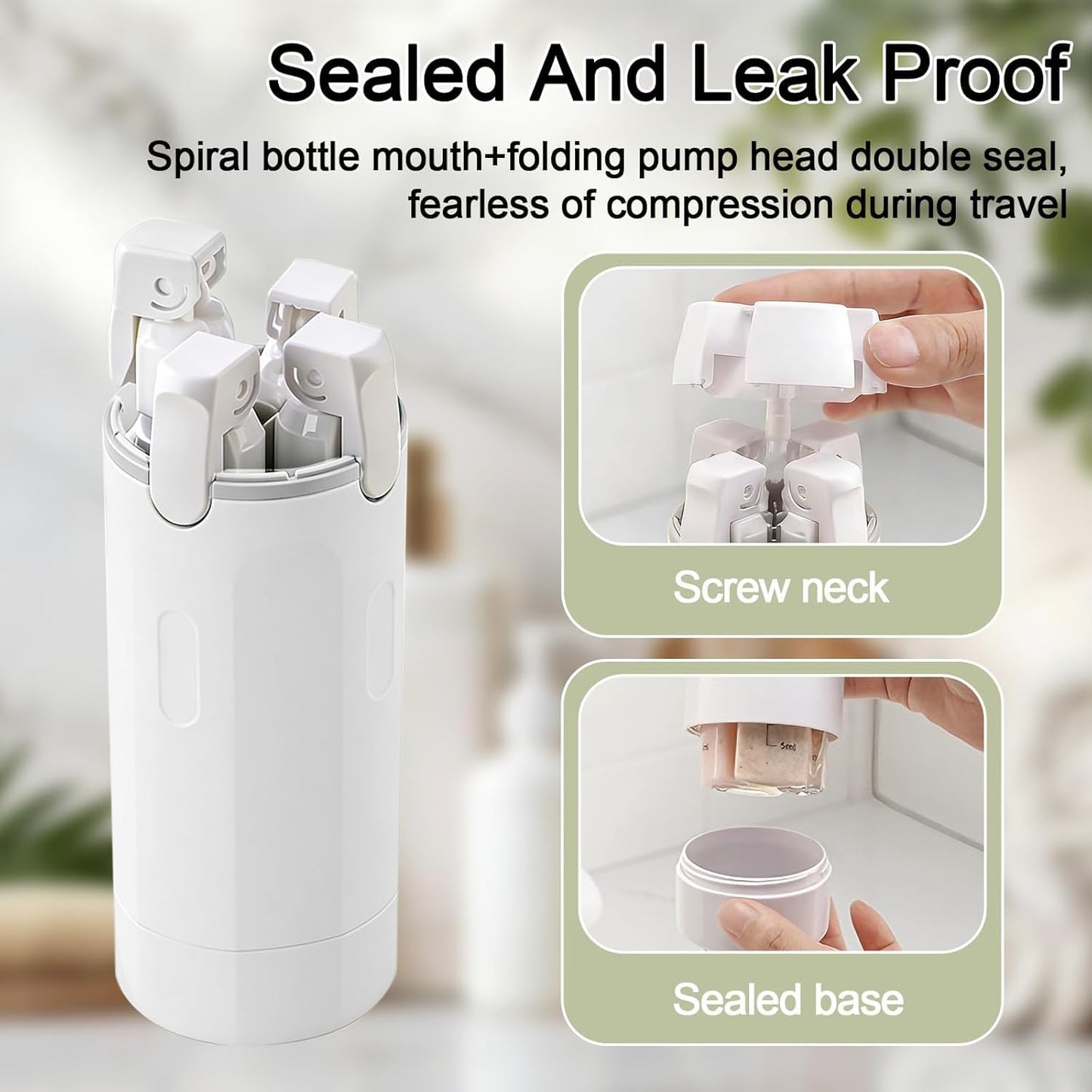 4 in 1 Travel Dispenser, 4 Pack 30ML Travel Bottles for Toiletries, Leak Proof Travel Size Containers, Portable for Shampoo Lotion Conditioner Cream (White)