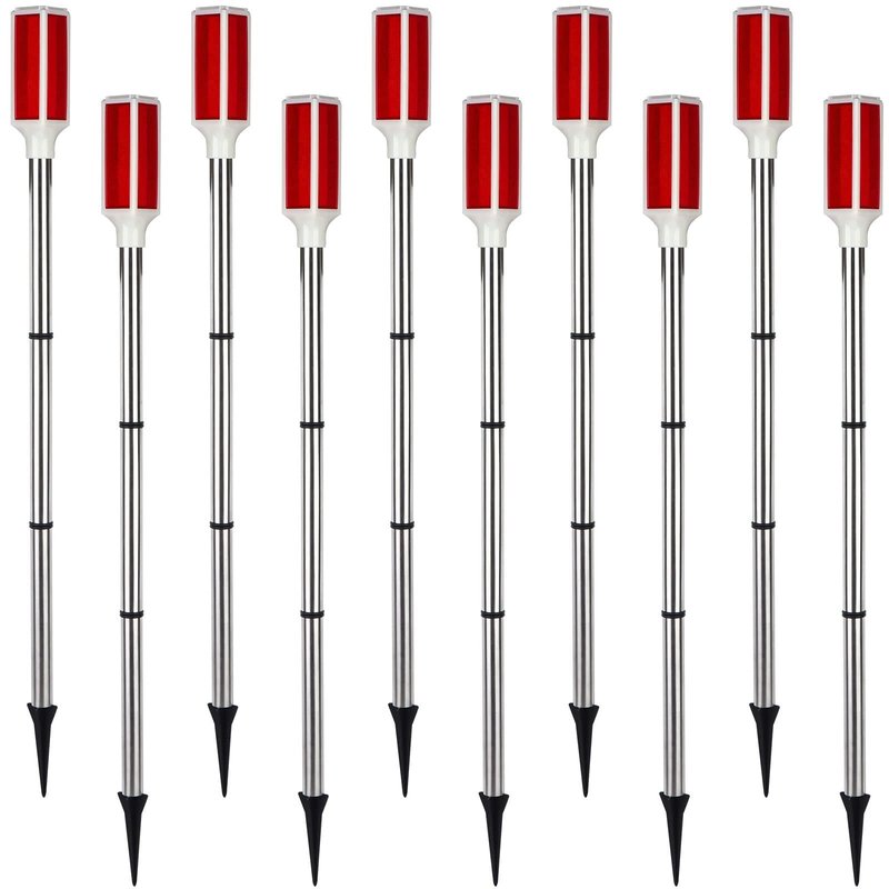 DatingShiny 10PCS Solar Powered Driveway Markers Reflective Driveway Markers Red Landscape Driveway Reflectors for Snow Road Outdoor Yard Parking Sidewalk