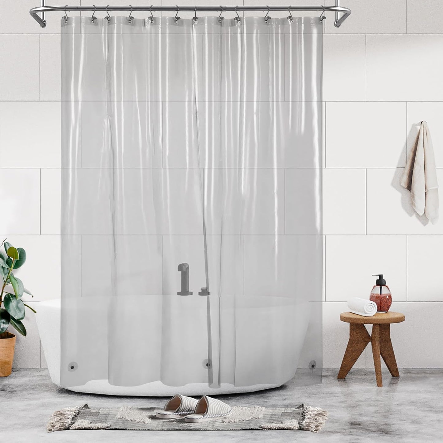 Clear Plastic Shower Liner - Premium Waterproof PEVA Curtain with Rustproof Grommets & 3 Magnets | Standard Size