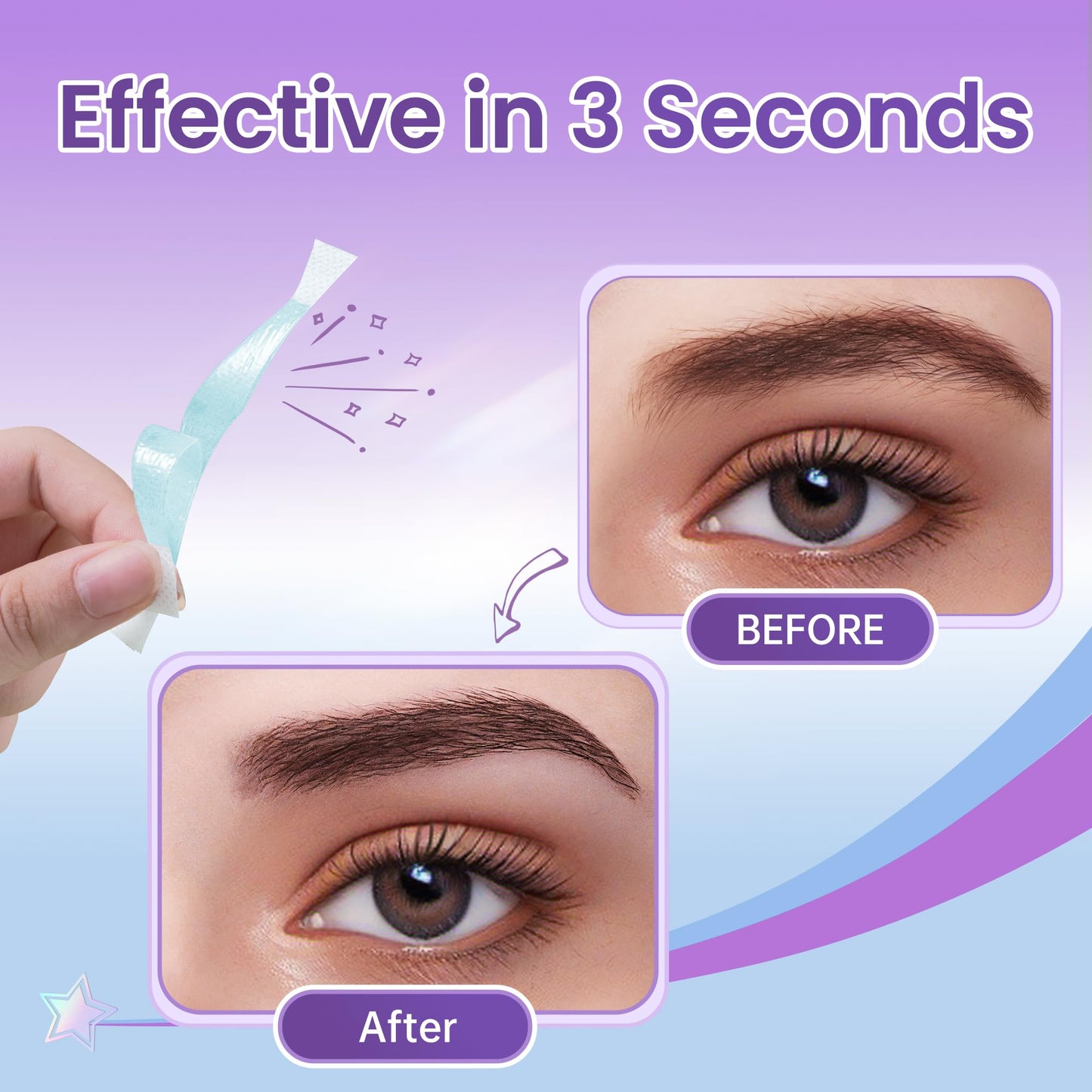 LaWink Eyebrow Wax Strips for Women, At Home Waxing Kit with 32 Strips & 4 Calming Wipes, Hand-Warmable Cold Wax for Brows & Lip, Gentle Formula for Sensitive Skin