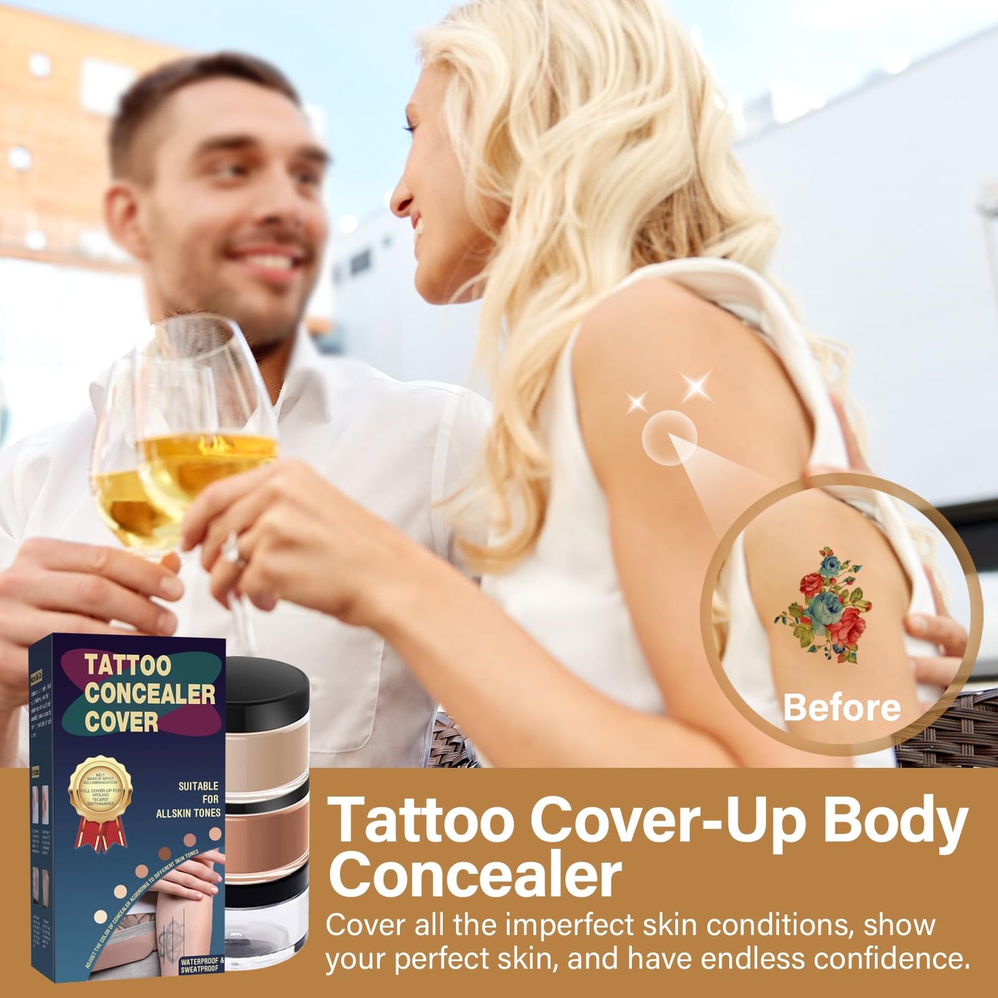 Tattoo Cover Up Makeup Waterproof, Two Sizes0525
