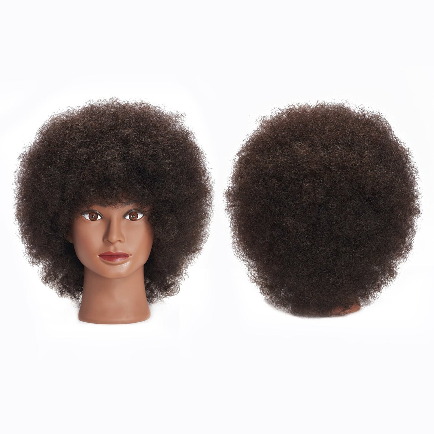 Real Hair Mannequin Head for Cosmetology | 10-Inch Afro Hair Practice Doll with Clamp Holder