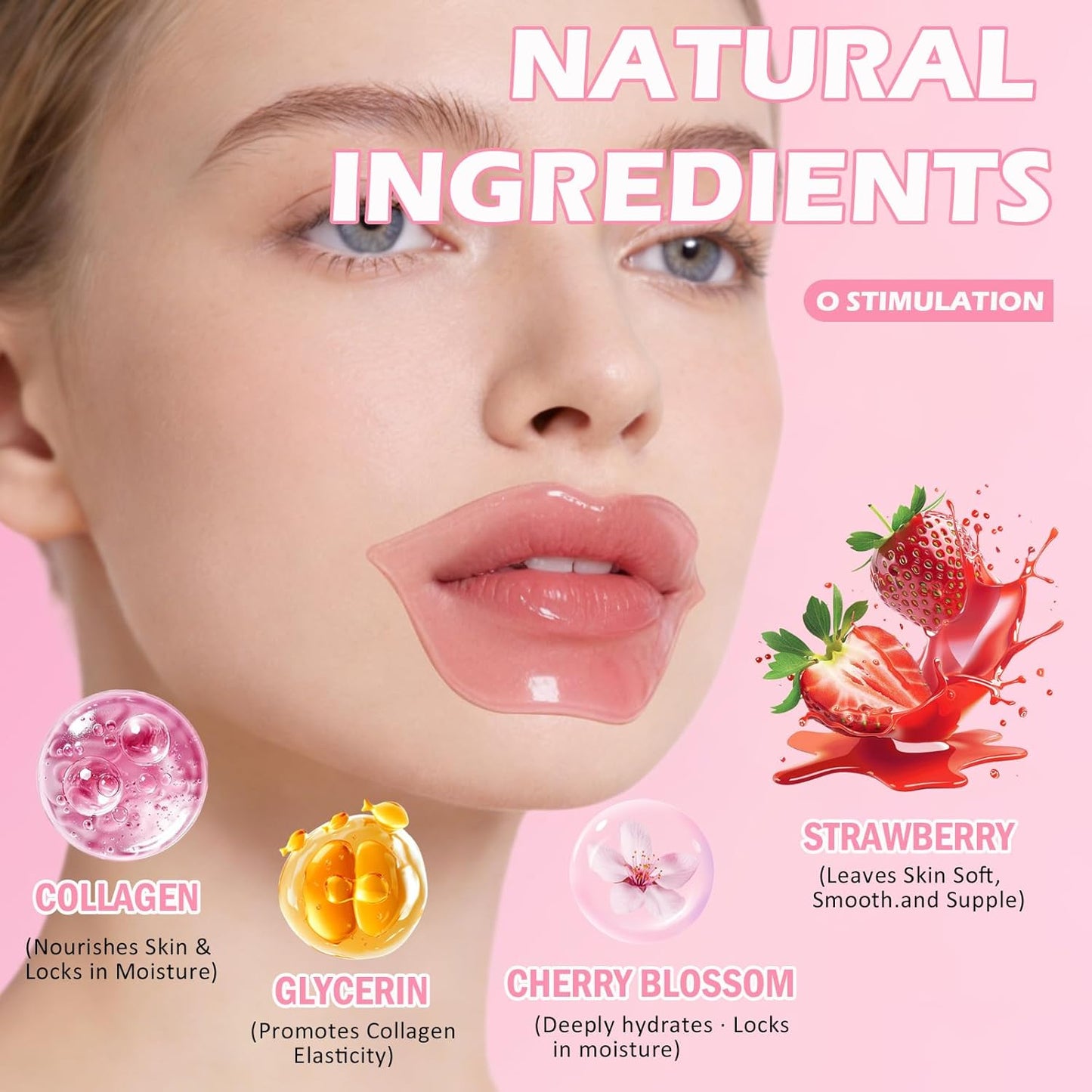 Collagen Lip Mask - 30 Pcs Moisturizing Pink Pads for Anti-Aging | Perfect Gift for Birthdays & Special Occasions